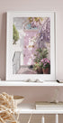 Rosa Tür mit Blumen Poster - Posterbox.dk
