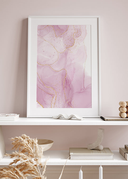 Rosa Marmor mit Gold Poster - Posterbox.dk