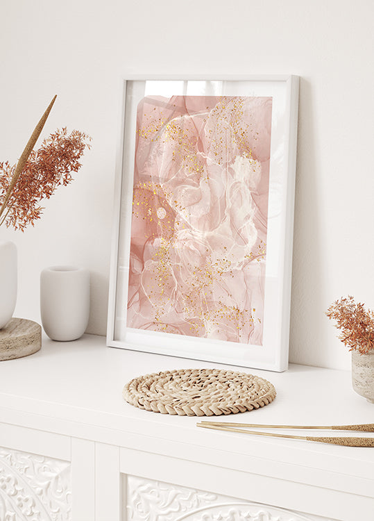 Rosa Marmor mit Gold Poster - Posterbox.dk