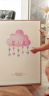 Rosa Aquarellwolke, personalisiertes Baby-Mädchen-Poster - Posterbox.dk