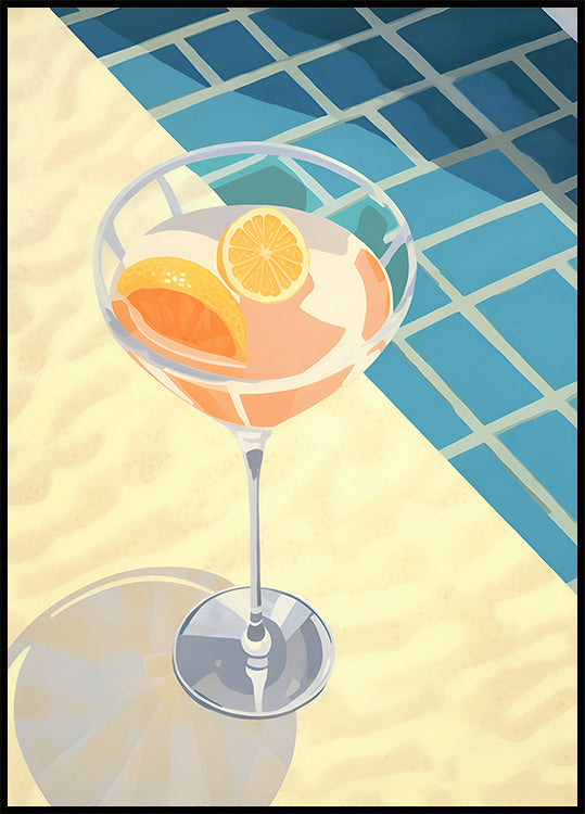 Zitruscocktail am Pool, Sommergetränk Poster - Posterbox.dk