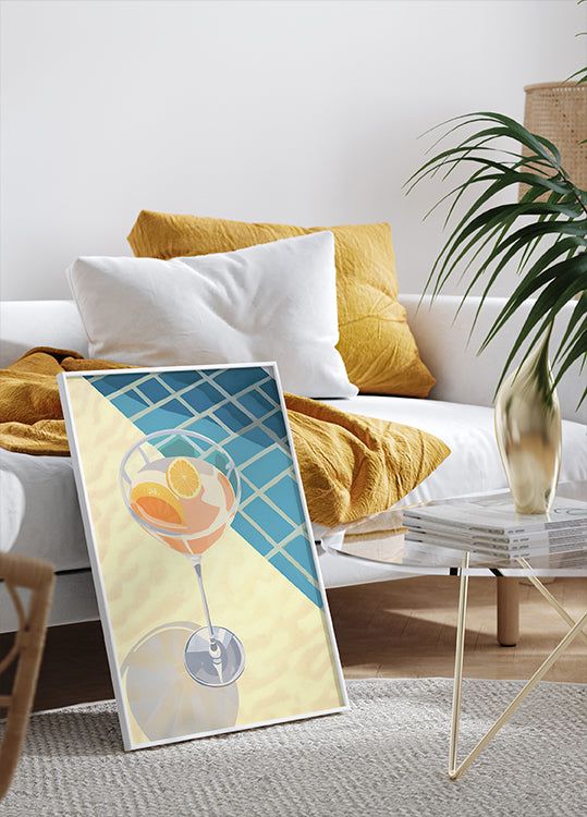 Zitruscocktail am Pool, Sommergetränk Poster - Posterbox.dk