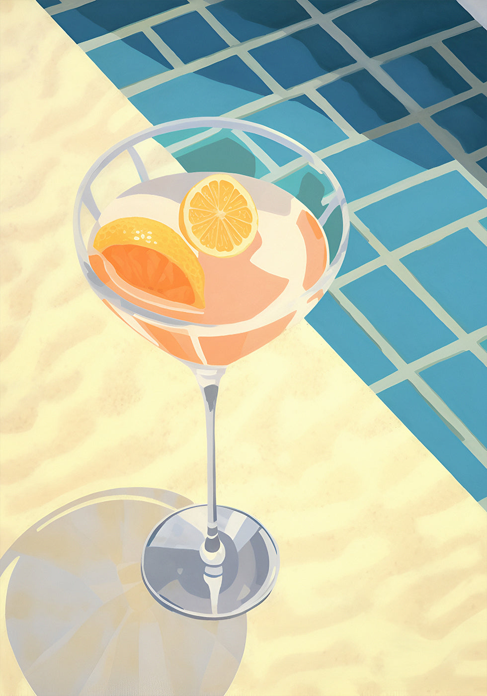 Zitruscocktail am Pool, Sommergetränk Poster - Posterbox.dk