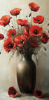 ein Gemälde mit roten Blumen in einer Vase