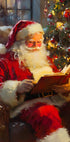 Weihnachtsmann liest ein Buch Poster - Posterbox.dk