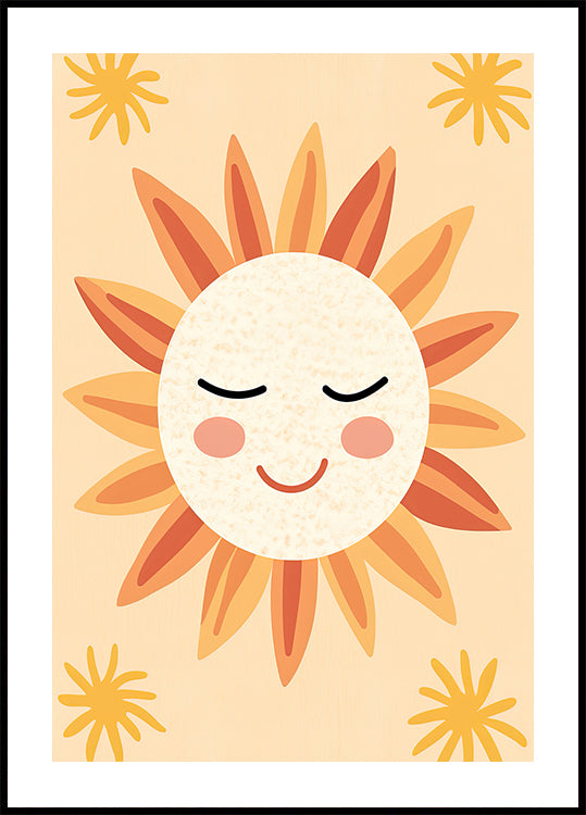 Poster mit Illustration der lächelnden Sonne - Posterbox.dk