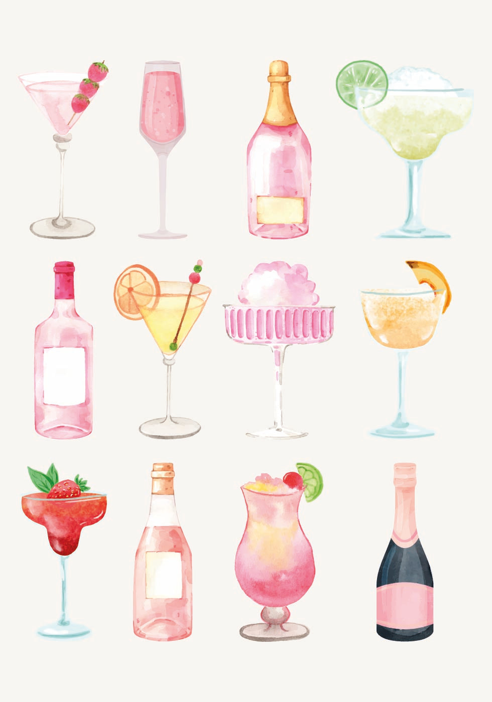 Poster „Sprudelnde Stunde, bunter Champagner und Cocktails“ - Posterbox.dk