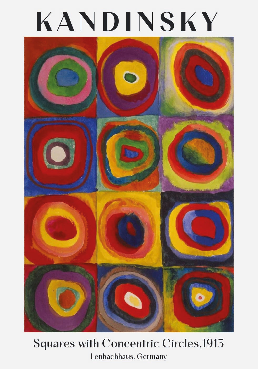 Quadrate mit konzentrischen Kreisen, 1913, Wassily Kandinsky Poster - Posterbox.dk
