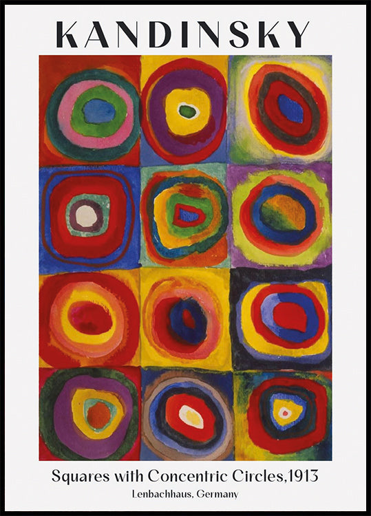 Quadrate mit konzentrischen Kreisen, 1913, Wassily Kandinsky Poster - Posterbox.dk