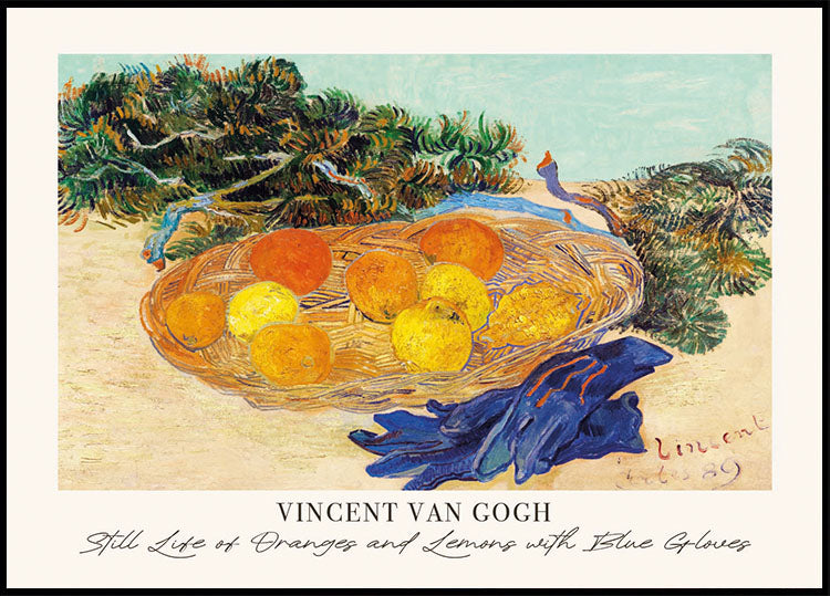 Stillleben mit Orangen und Zitronen mit blauen Handschuhen von Vincent van Gogh Poster - Posterbox.dk