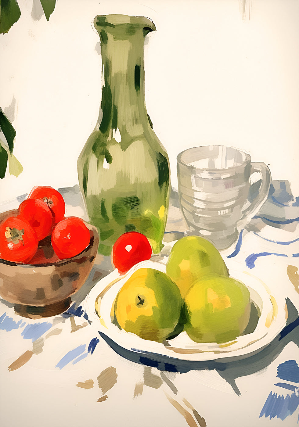 Poster „Stillleben mit Birnen und Tomaten, sonniger Küchentisch“ – Posterbox.dk