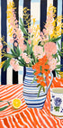 Sommerblumen, gestreifte Vase, Zitronenstillleben-Poster - Posterbox.dk