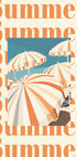 Sommerschirme-Druck, gestreifte Sonnenschirme-Kunst, Küstenstrandszenen-Poster - Posterbox.dk