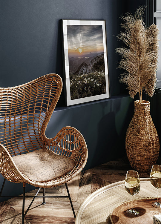 Poster „Sonnenaufgang über Bergwildblumen“ - Posterbox.dk