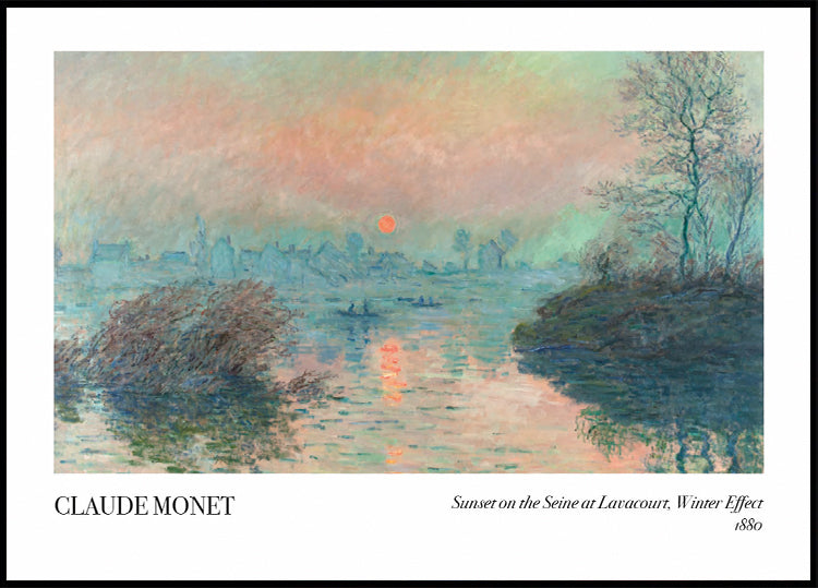 Sonnenuntergang auf der Seine bei Lavacourt, Poster mit Wintereffekt - Posterbox.dk