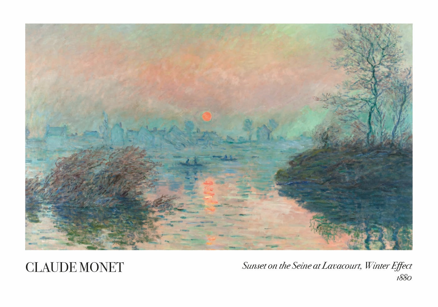 Sonnenuntergang auf der Seine bei Lavacourt, Poster mit Wintereffekt - Posterbox.dk