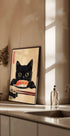 Sushi-Liebhaber-Katze, japanisch inspiriertes Katzenkunstposter - Posterbox.dk