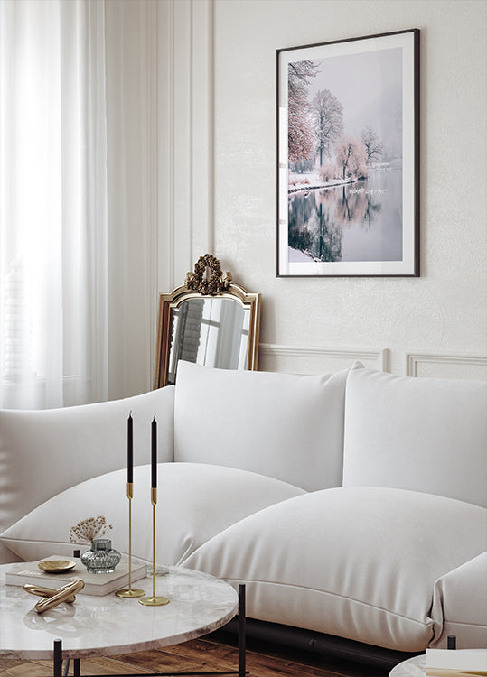 Schwäne auf einem Wintersee-Poster - Posterbox.dk