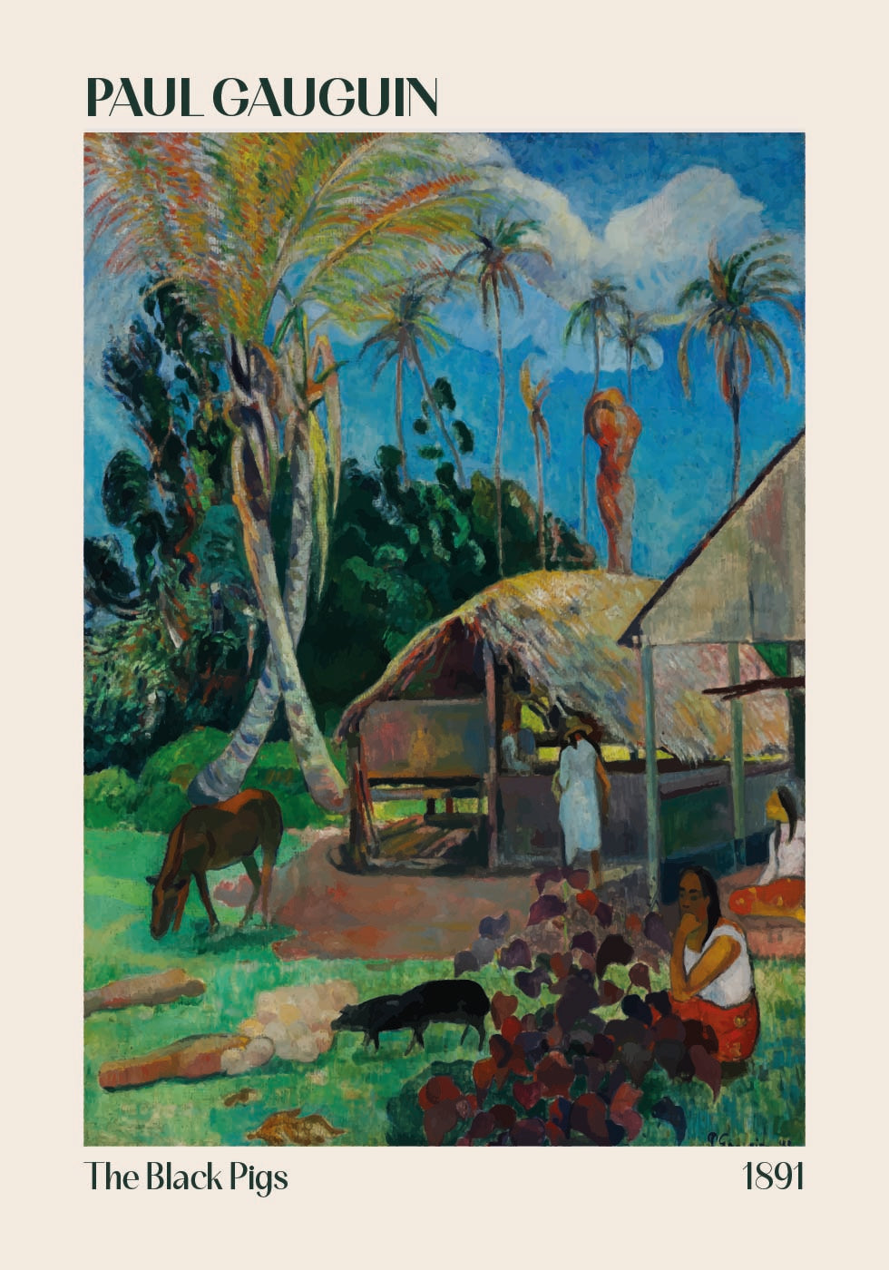 Die schwarzen Schweine, Paul Gauguin 1891 Poster - Posterbox.dk
