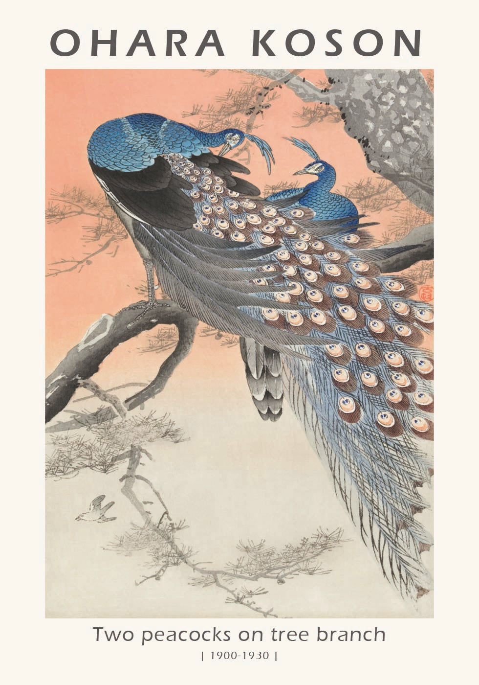 Zwei Pfauen, japanischer Holzschnitt von Ohara Koson Plaklat - Posterbox.dk