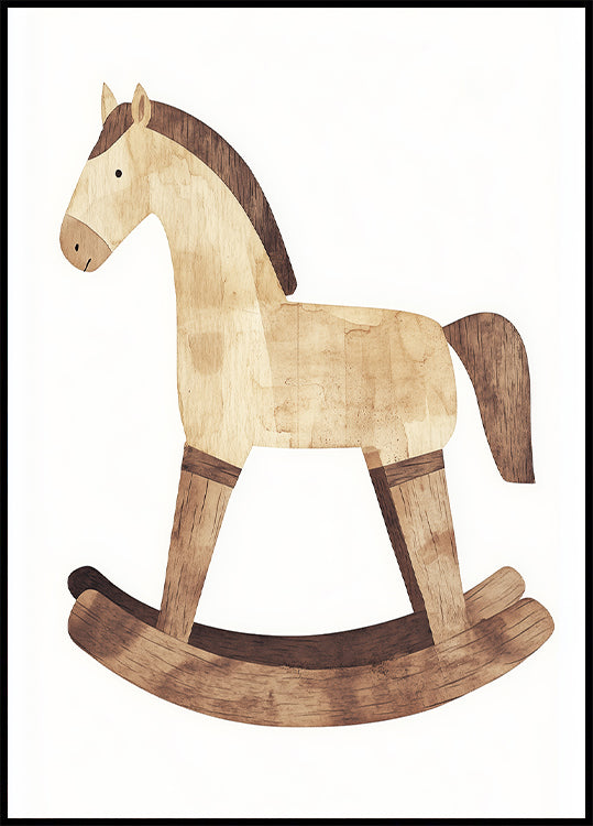 Vintage-Poster mit Schaukelpferd aus Holz - Posterbox.dk