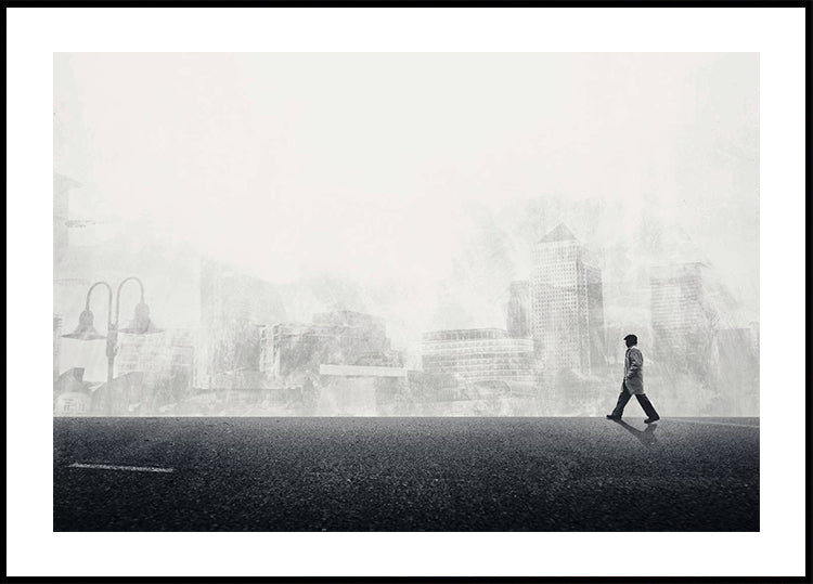 Walking the Streets Poster, minimalistisches urbanes surreales Wandkunstposter - Posterbox.dk