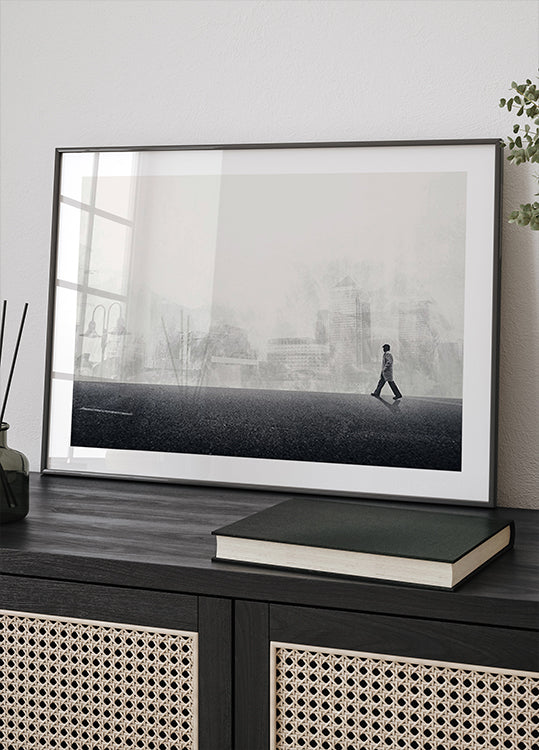 Walking the Streets Poster, minimalistisches urbanes surreales Wandkunstposter - Posterbox.dk