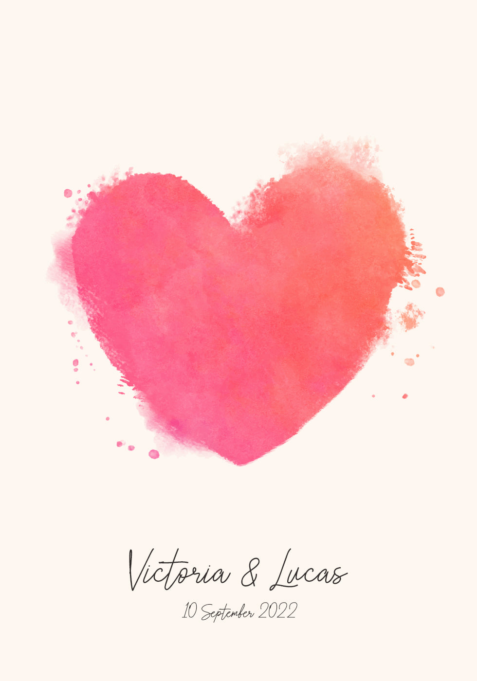Personalisiertes Aquarell-Herz-Poster - Posterbox.dk