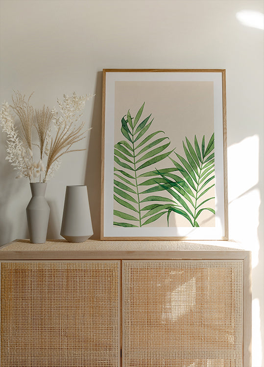 Aquarell-Palmblatt-Poster - Posterbox.dk