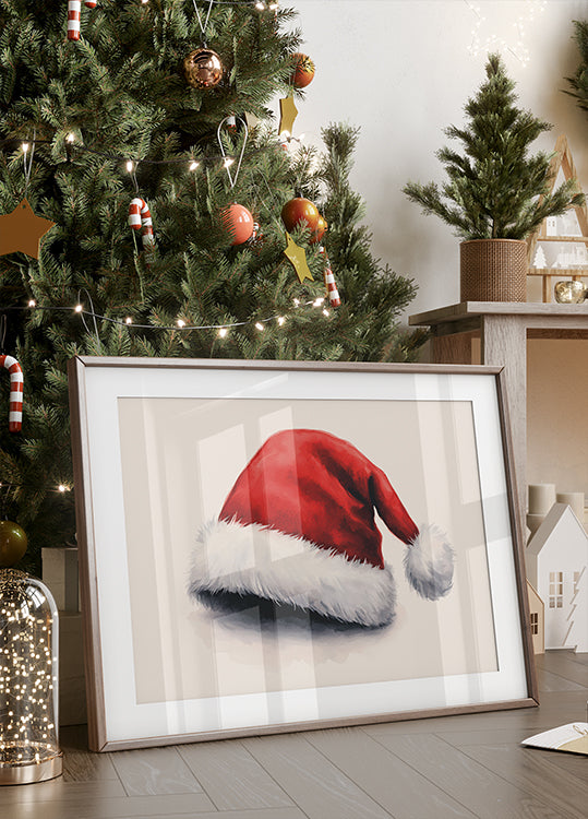 Aquarell-Weihnachtsmütze-Poster - Posterbox.dk