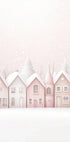 Aquarell verschneite rosa Häuser-Poster - Posterbox.dk