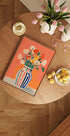 Wildblumen, gestreifte Vase, korallenroter Hintergrund Poster - Posterbox.dk