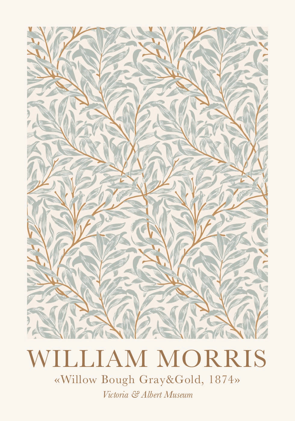 William Morris Willow Bough Grau & Gold Poster - Posterbox.dk