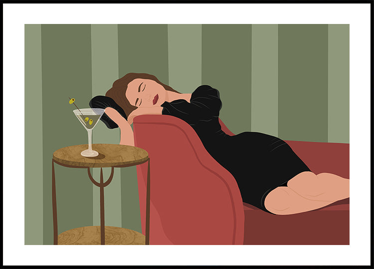 Frau mit Martini Poster - Posterbox.dk