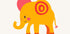 Gelber Elefant mit rosa Ohren, fröhliches Poster – Posterbox.dk