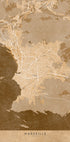 Sepia vintage map of Marseille France Plakat - Posterbox