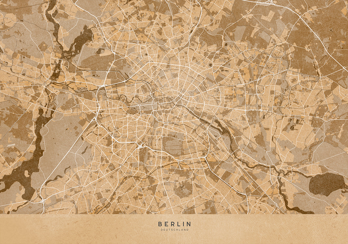 Sepia vintage map of Berlin in Germany Plakat - Posterbox