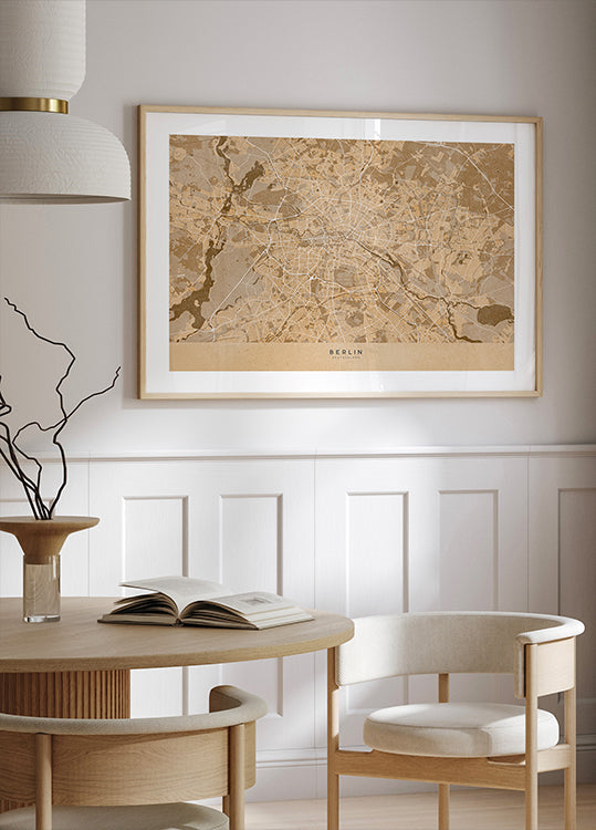 Sepia vintage map of Berlin in Germany Plakat - Posterbox