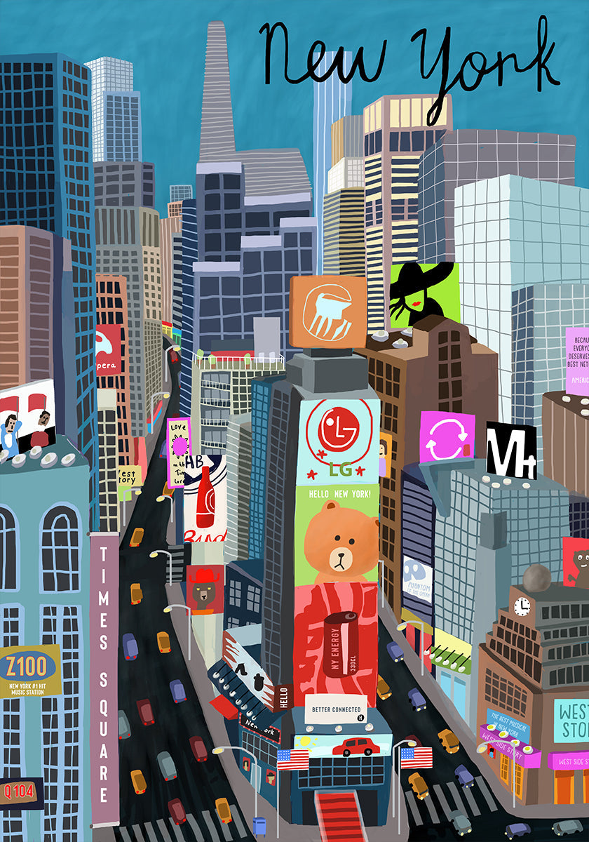 Times Square, New York Illustration by Artist Carla Daly - Posterbox