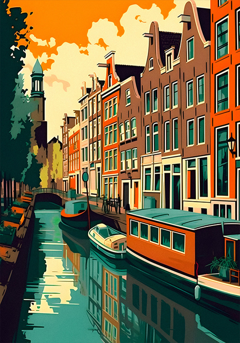 Amsterdam Canal Houses Plakat - Posterbox
