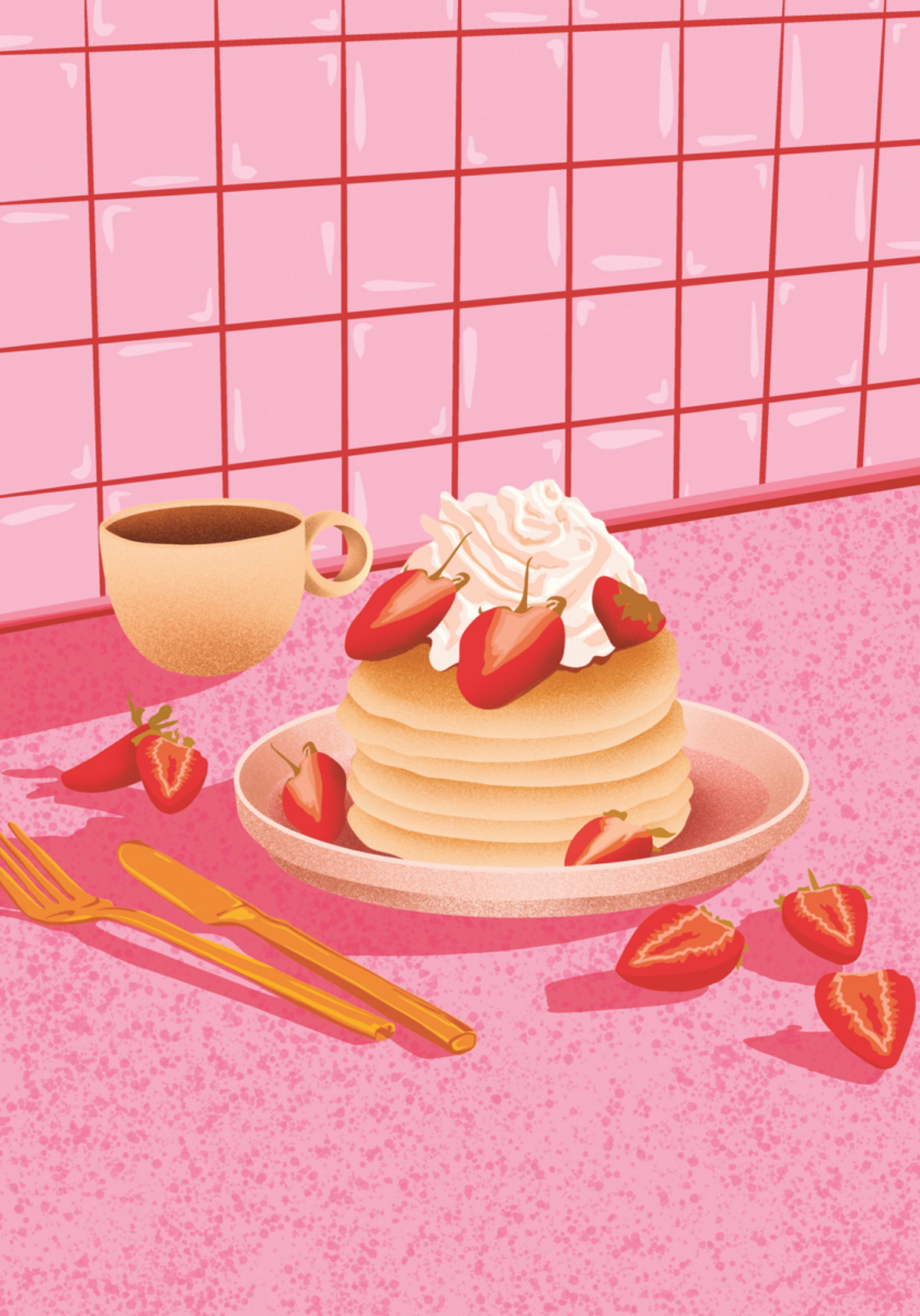 Süße Erdbeerpfannkuchen