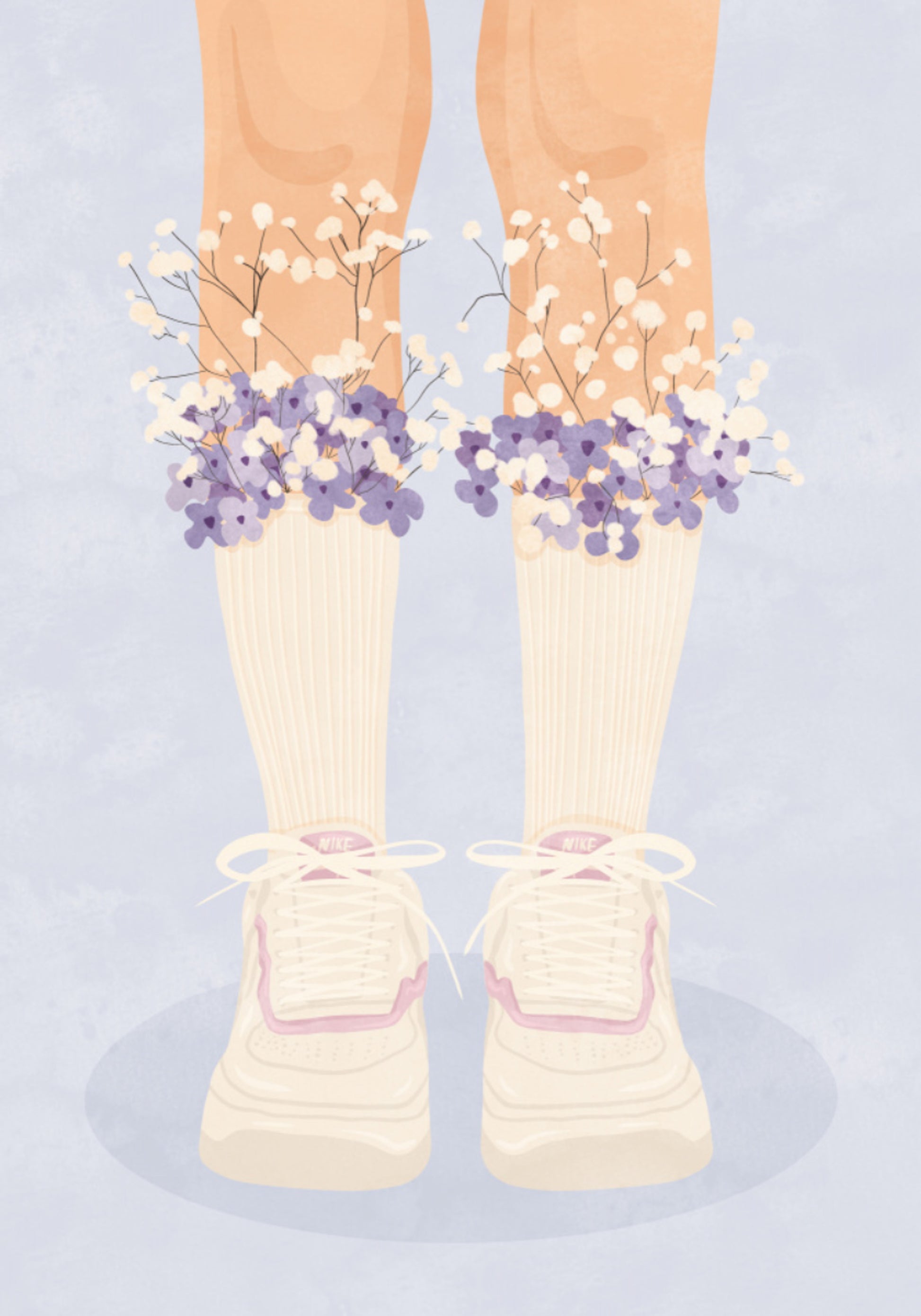 Blumensocken und Turnschuhe