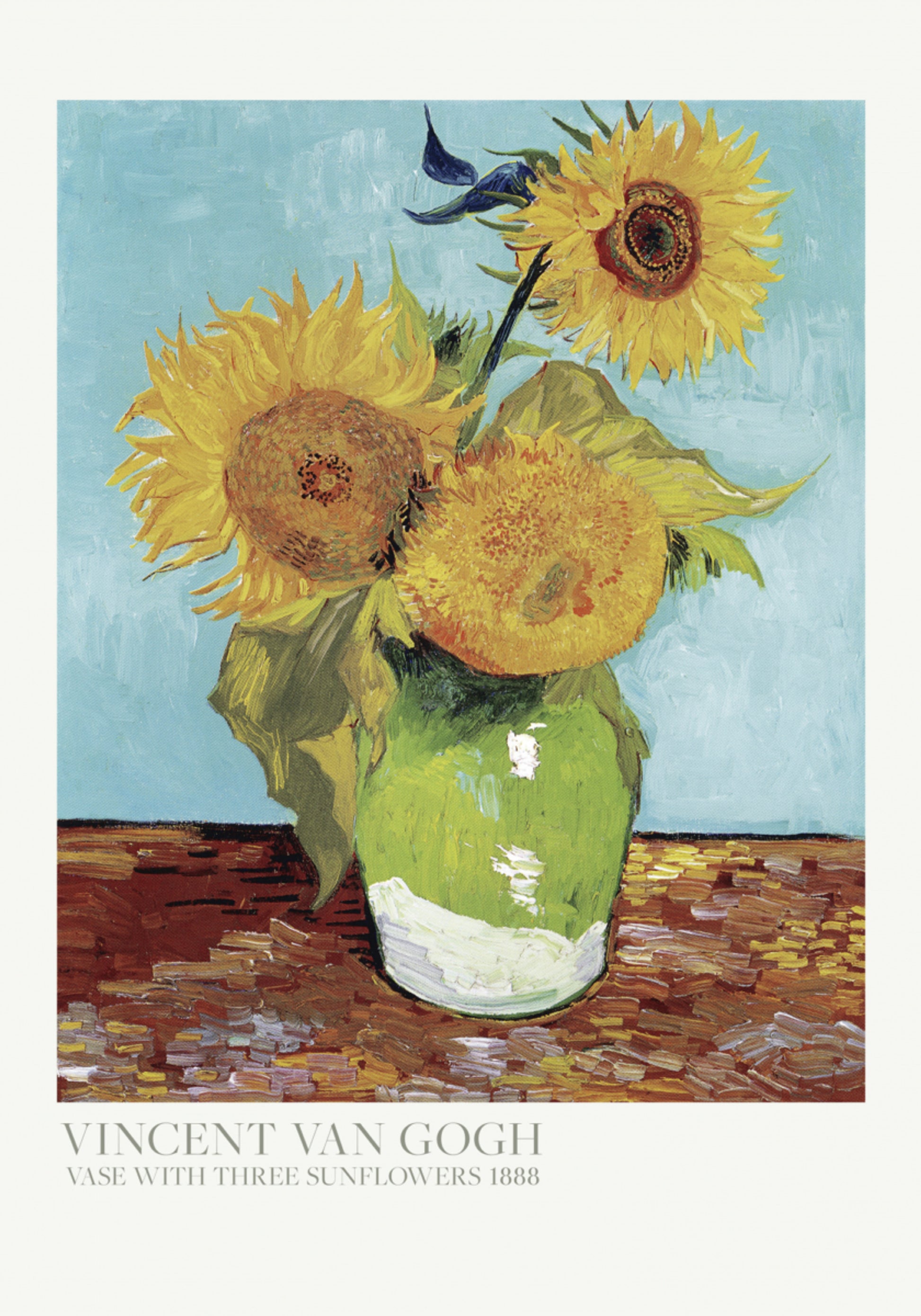 Vase mit drei Sonnenblumen