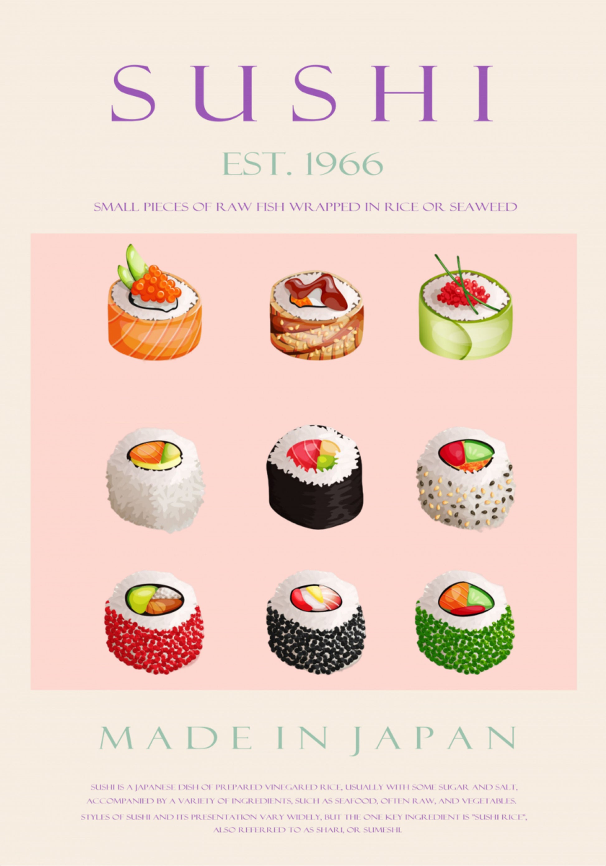 Japanische Sushi-Sammlung