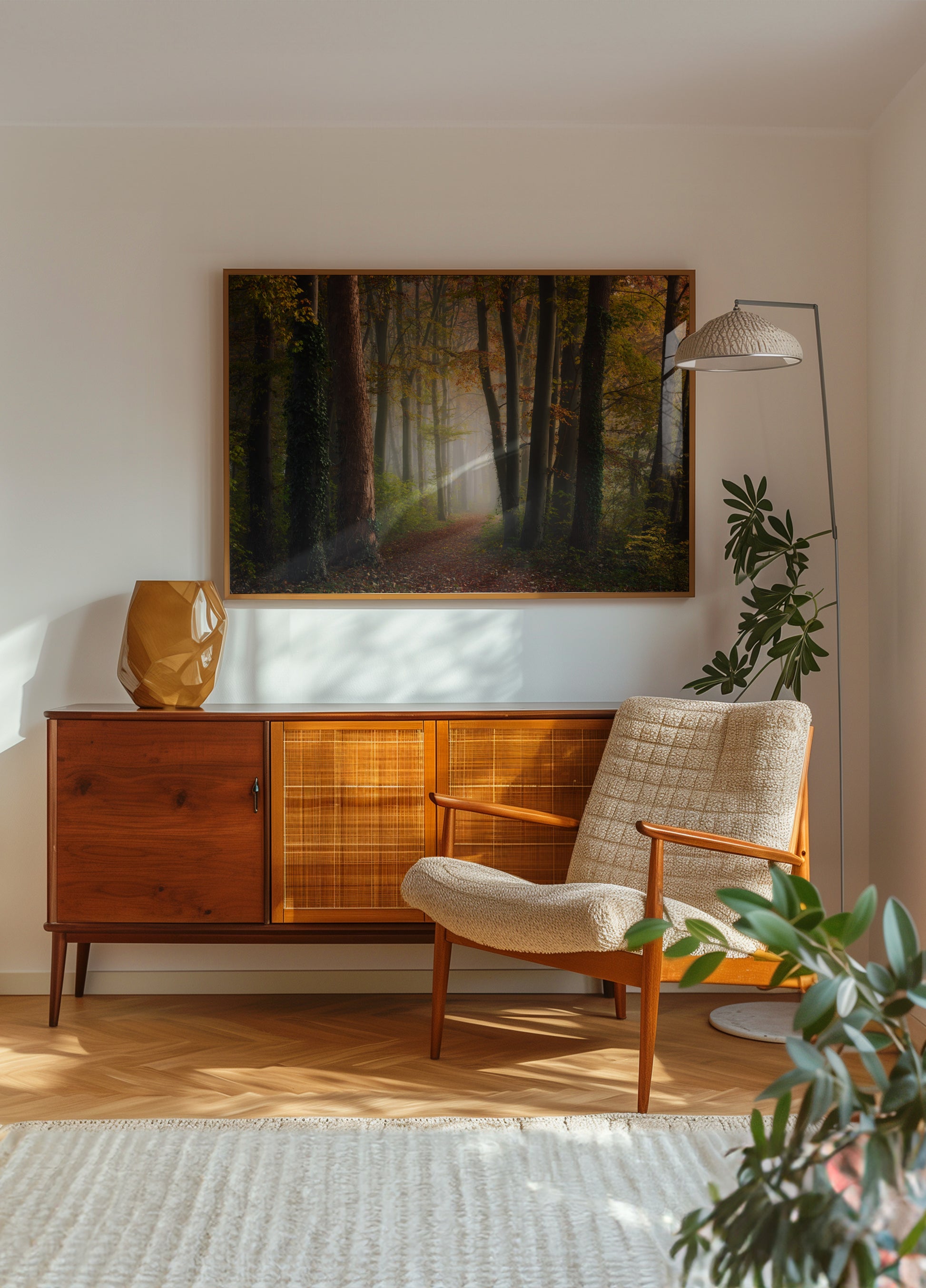 Nebliger Herbstwaldweg