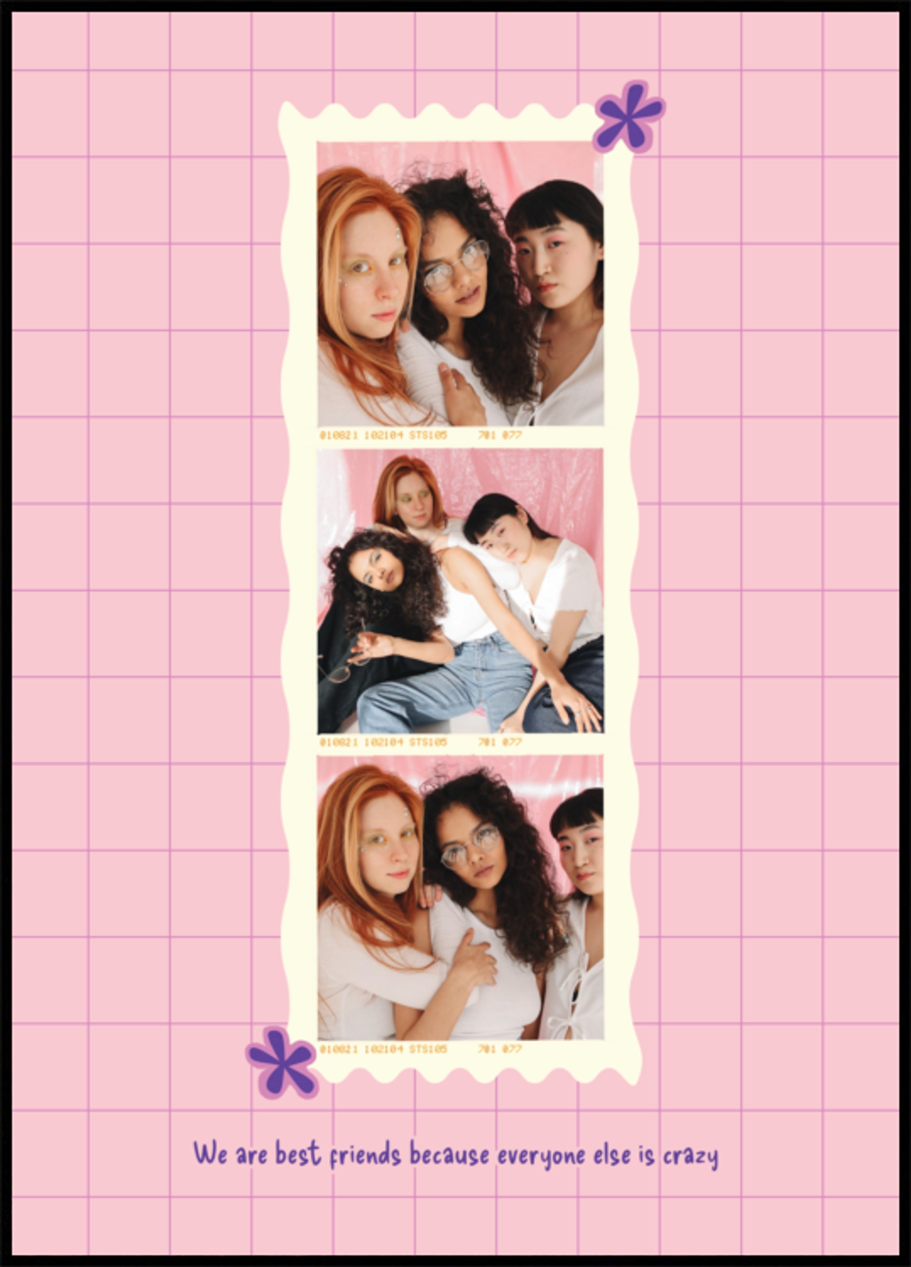 Rosa Polaroid-Freunde-Collage