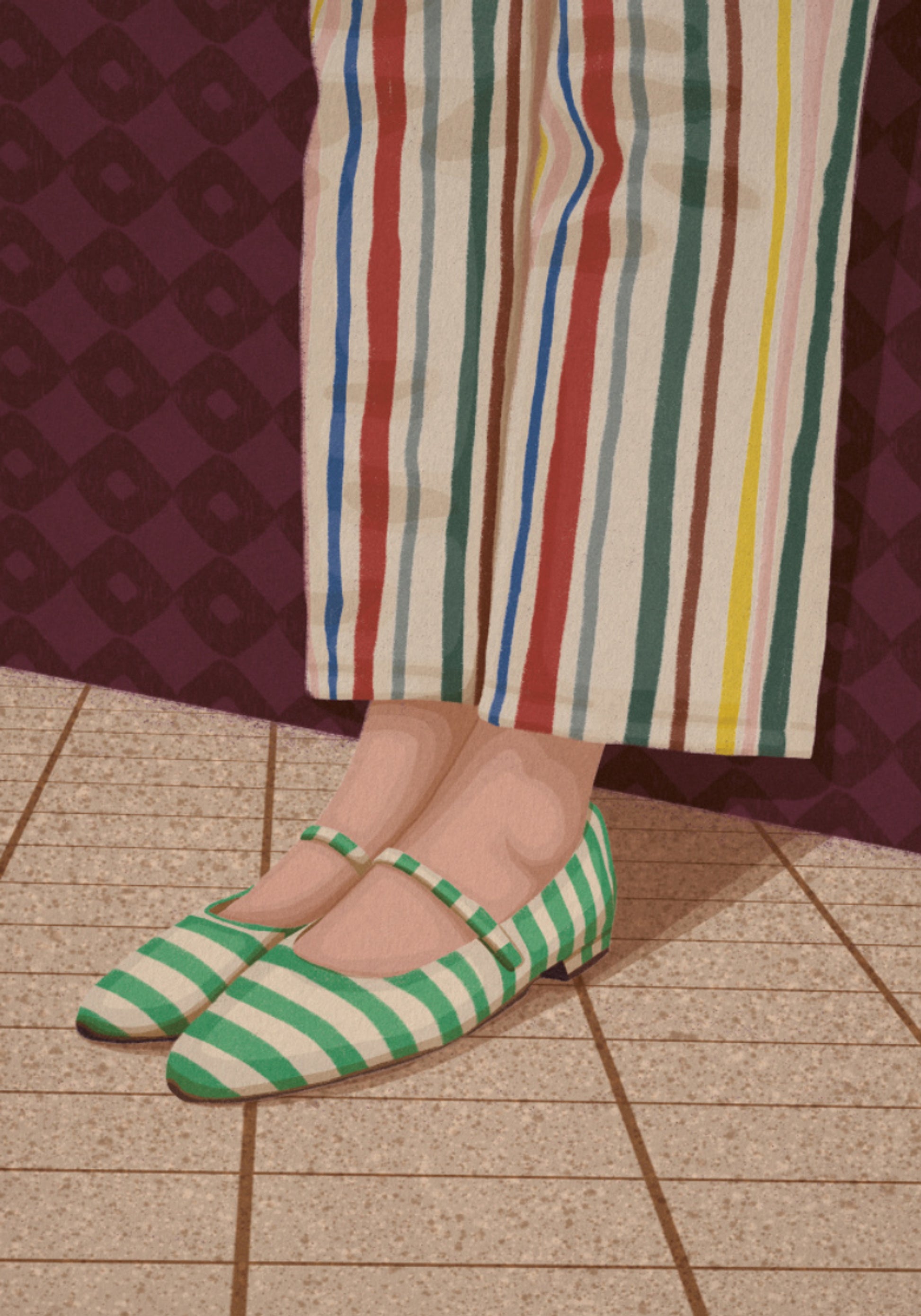 Bunt gestreifte Mary Janes