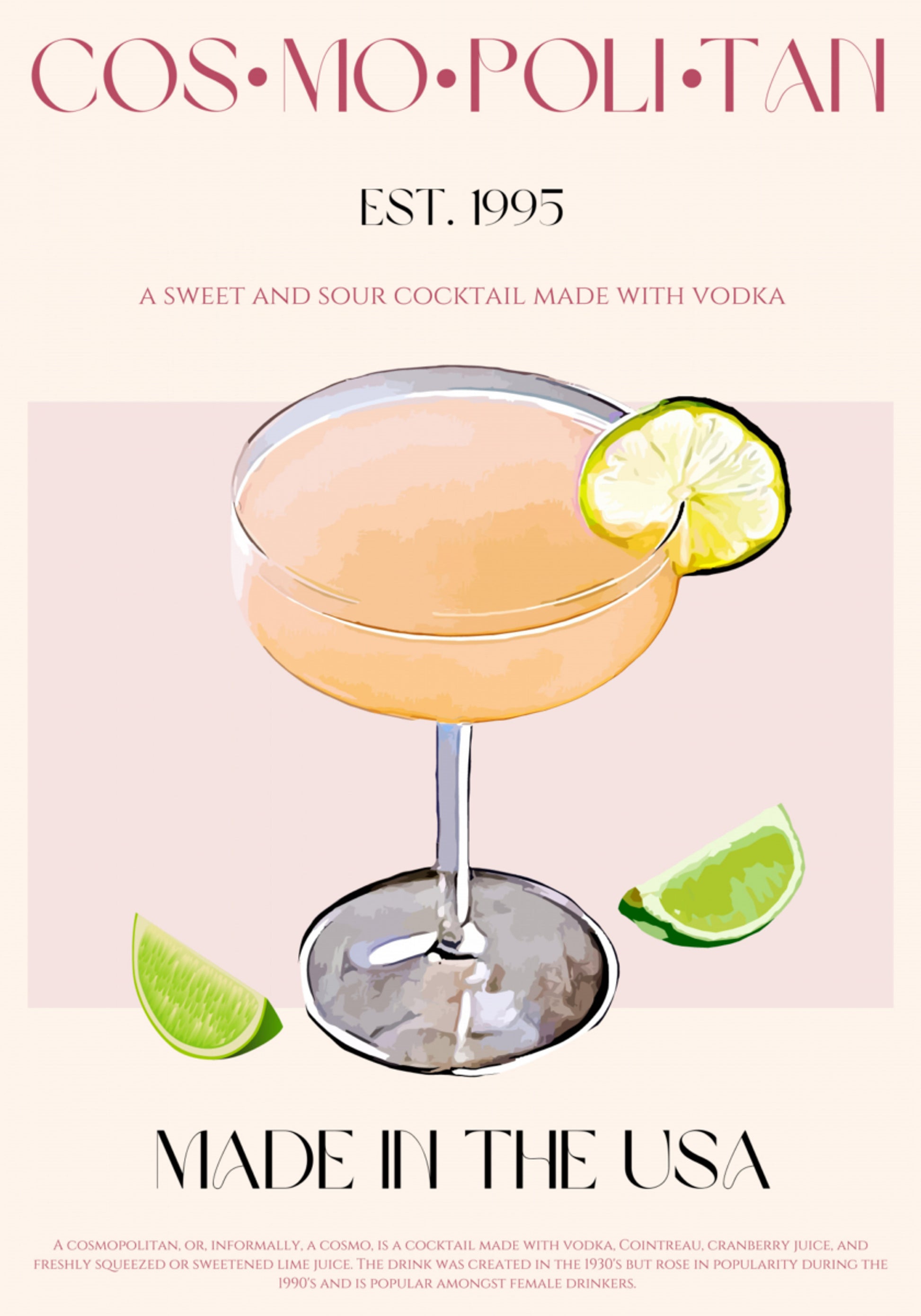 Kosmopolitischer Cocktail mit Limette