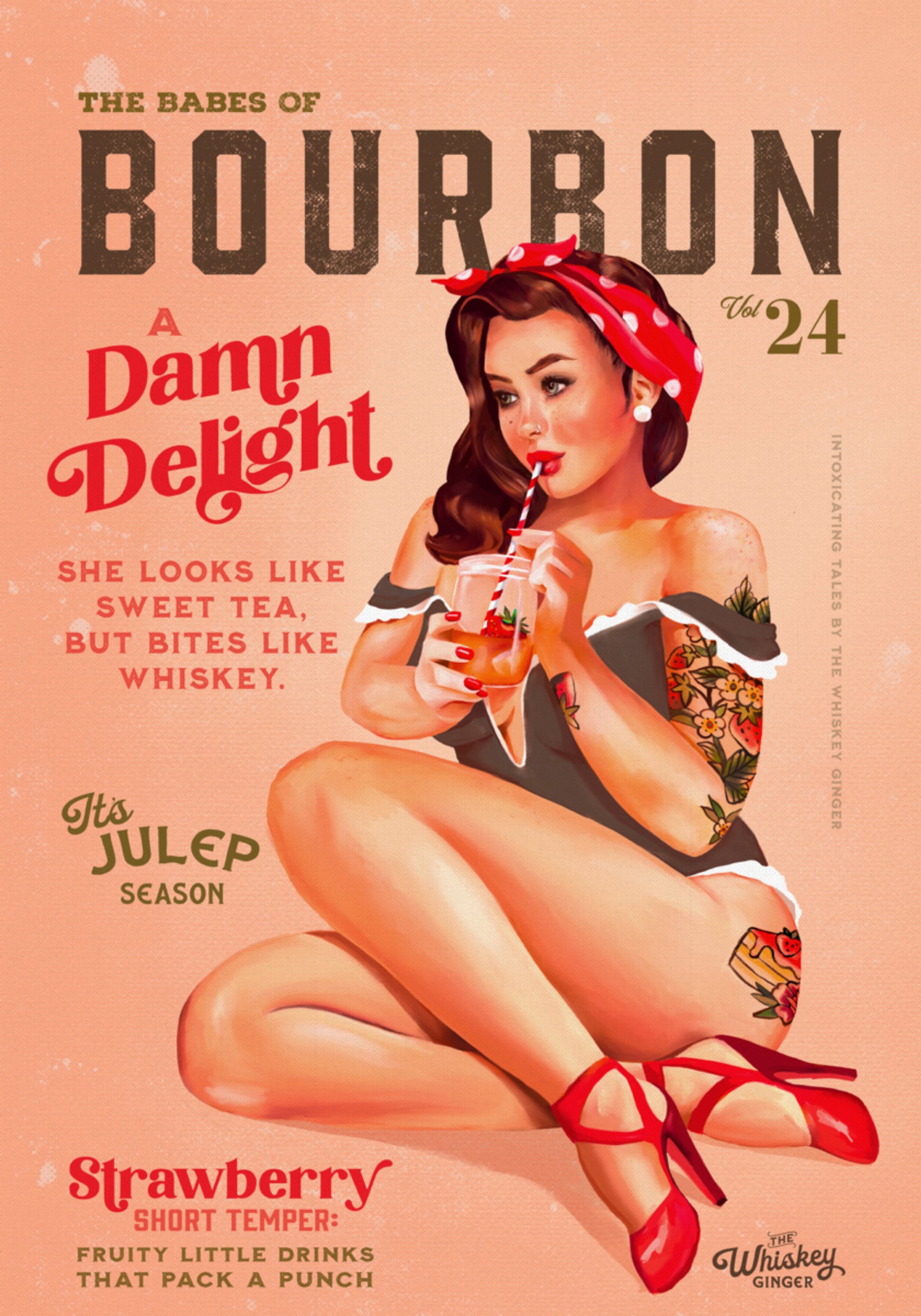 Bourbon Babes Vol 22 Vintage Pinup Girl trinkt einen Cocktail