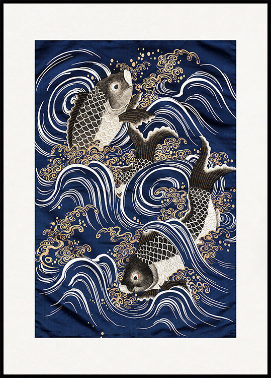 Carp In Waves During Meij Period (NEW) - Posterbox